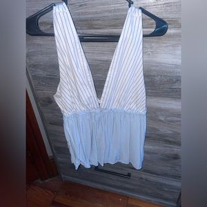 Charlotte Rouse Tank Top Blouse • Blue & White • So comfortable!! size XL